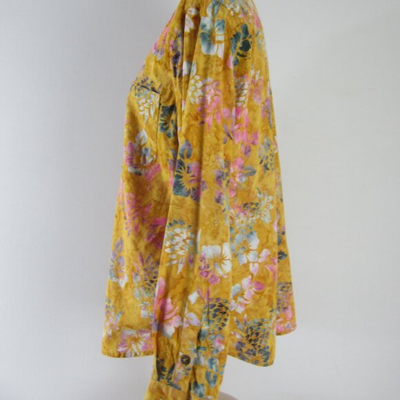 Pete HuntingtonWomens Large Sunflower Yellow Floral Cotton Shirt Handcrafted - Picture 7 of 12